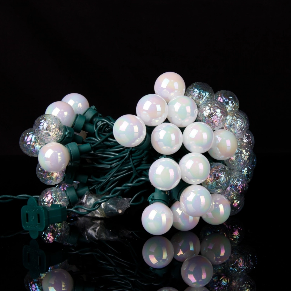Customizable G25 LED Globe String Lights - 25/35/50CT Iridescent Crystal Glass, UL Certified, Direct from the Manufacturer for Magical Christmas Decor (2)