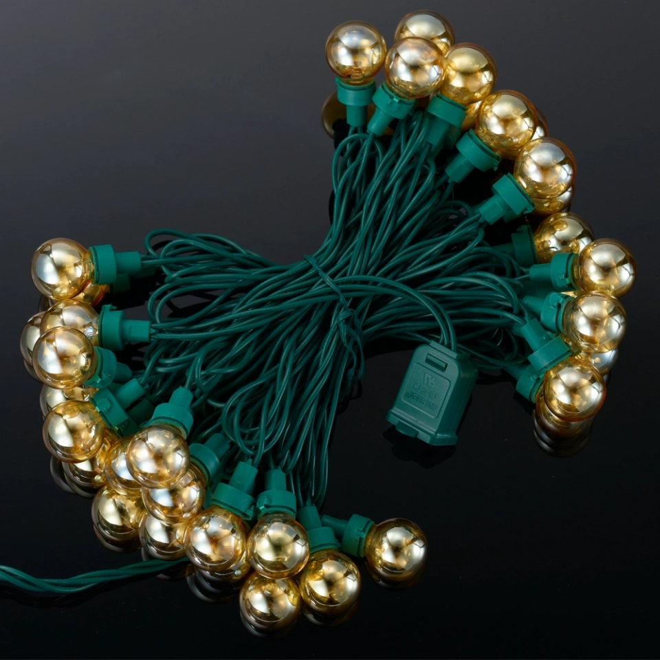 Custom 25/35/50CT G25 LED Globe String Lights with Green Wire - Versatile Patio Lights with Transparent Paint Finish