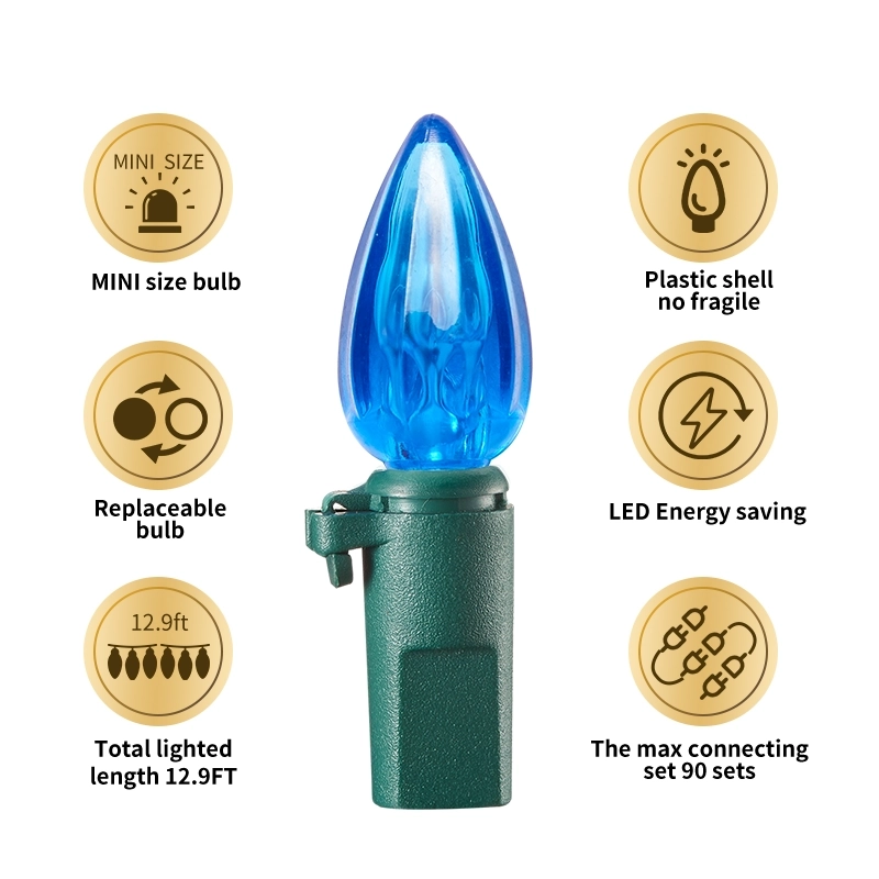 Custom-Built 35CT/50CT/70CT C3 LED Christmas String Lights - Diverse Color Options for Bulk Commercial Orders (6)